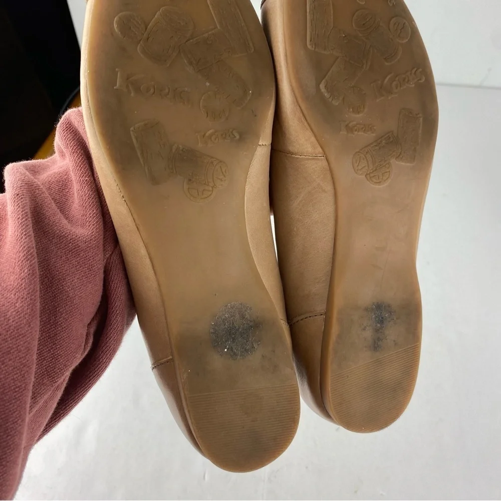 Korks by Kork-Ease Womens 8 Caren Beige Bronze Cap Toe Ballet Flats Slip Ons